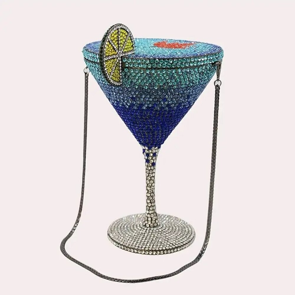Red, White, and Blue Goblet martini, glass Rhinestone Crossbody NWT​ - Picture 4 of 4